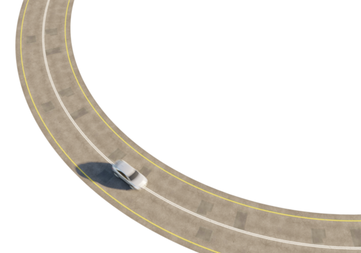 car driving in loop or circle road