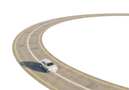 car driving in loop or circle road