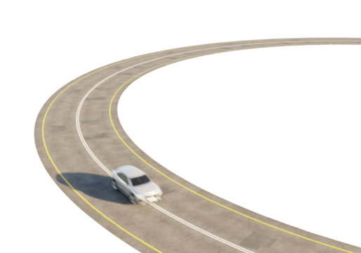 car driving in loop or circle road