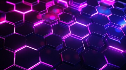 Obraz na płótnie Canvas luxury abstract geometric futuristic hexagon background loop. Trendy sci-fi neon-colored bg for cyberspace, films, screensaver, wallpaper. Seamless clean and glossy technology bg.