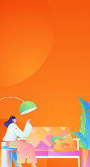 Home indoor character scene flat vector concept operation hand drawn illustration
