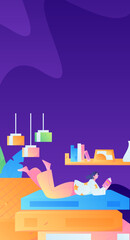Home indoor character scene flat vector concept operation hand drawn illustration
