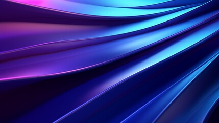 Violet and blue illuminated corrugated shapes. Geometric abstract background.
