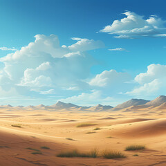 Fototapeta na wymiar a peaceful desert landscape with sand dunes and a clear sky