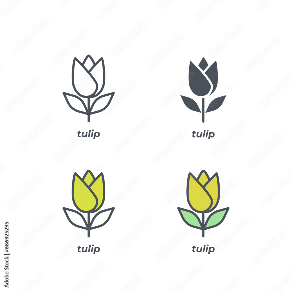 Poster vector sign of the tulip symbol isolated on a white background. icon color editable.
