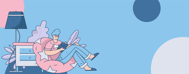 Home indoor character scene flat vector concept operation hand drawn illustration
