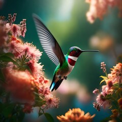 one hummingbird on a flower