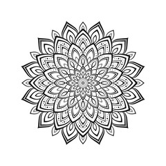 Vector hand drawn mandala lotus flower drawing