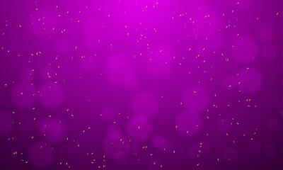 Vector gold confetti and purple bokeh background