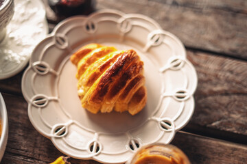 Croissants in a white plate