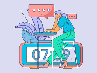 Home indoor character scene flat vector concept operation hand drawn illustration
