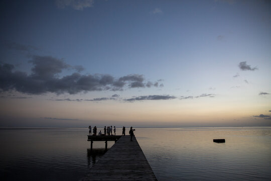 Sunset on the docks in Tahiti 