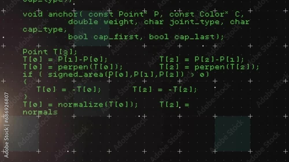 Poster animation of data processing over black background