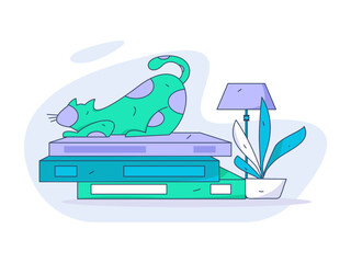 Home indoor character scene flat vector concept operation hand drawn illustration
