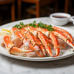 King Crab legs on a white plate 