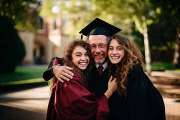 Happy moment graduate with parent at graduation day