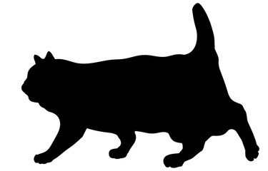 Walking black fat cat vector illustration - silhouettes of the fat cat isolated on white background- 歩いている太った黒猫のベクター素材