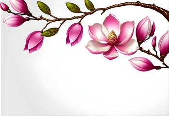 pink,magnolia,flower,space,Generative AI
