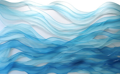 Abstract water ocean wave blue, aqua, teal, white texture. 3D effect of wavy pool water wave for copy space banner. Winter weather snow pile drifts transparent backdrop, background by Vita - obrazy, fototapety, plakaty