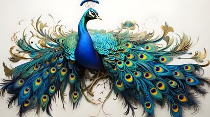 Peacock Majesty: Splendid Display of a Peacock with a Spread Tail
