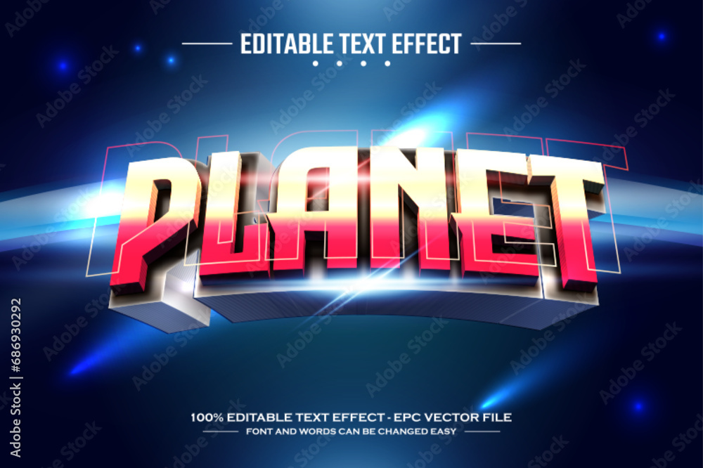 Poster planet 3d editable text effect template