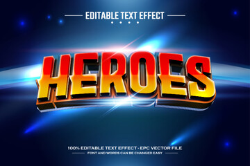 Heroes 3D editable text effect template