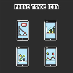 this is phone trading icon in pixel art with simple color and black background ,this item good for presentations,stickers, icons, t shirt design,game asset,logo and your project