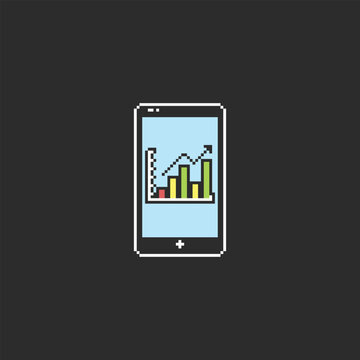 this is phone trading icon in pixel art with simple color and black background ,this item good for presentations,stickers, icons, t shirt design,game asset,logo and your project