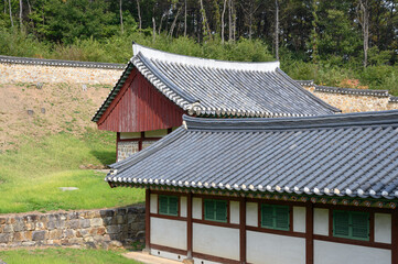 Fototapeta na wymiar Gimpo Tongjin Local Confucian School. A public educational institution during the Joseon Dynasty in Korea. Korean traditional building.