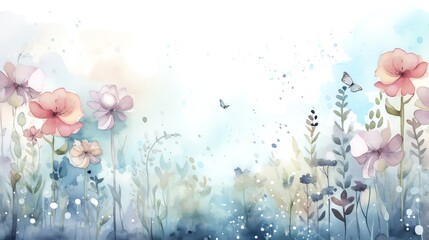 Obraz premium watercolor illustration of spring blooming flowers background
