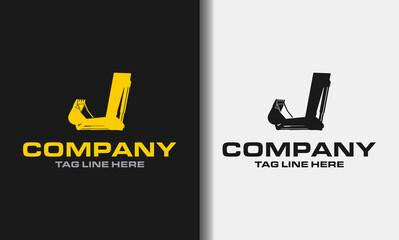 Letter J excavator logo template vector. Heavy equipment logo vector for construction company. Creative excavator illustration for logo template.   © Shenju