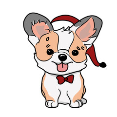 Christmas Picture of a cute dog wearing a Christmas hat. cute dog icon