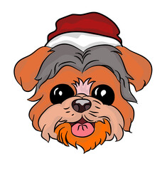 Christmas Picture of a cute dog wearing a Christmas hat. cute dog icon