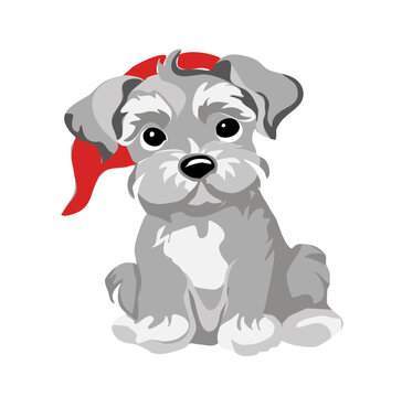 Christmas Picture of a cute dog wearing a Christmas hat. cute dog icon