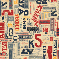 Seamless Vintage Style Pattern with Uneven Grunge Letters for Retro-Themed Projects and Nostalgic Touches