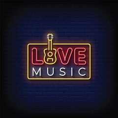Neon Sign live music with brick wall background vector