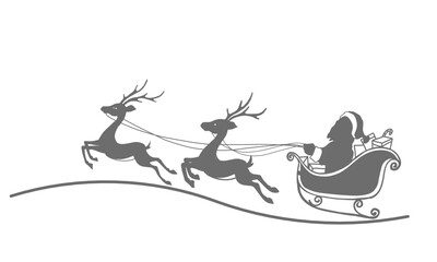 santa and deer with gift box. santa and deer in christmass celebration.