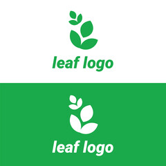 leaf vector logo flat icon on Both Solid and Reversed Background.
