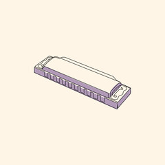 Aesthetic Harmonica Line Art