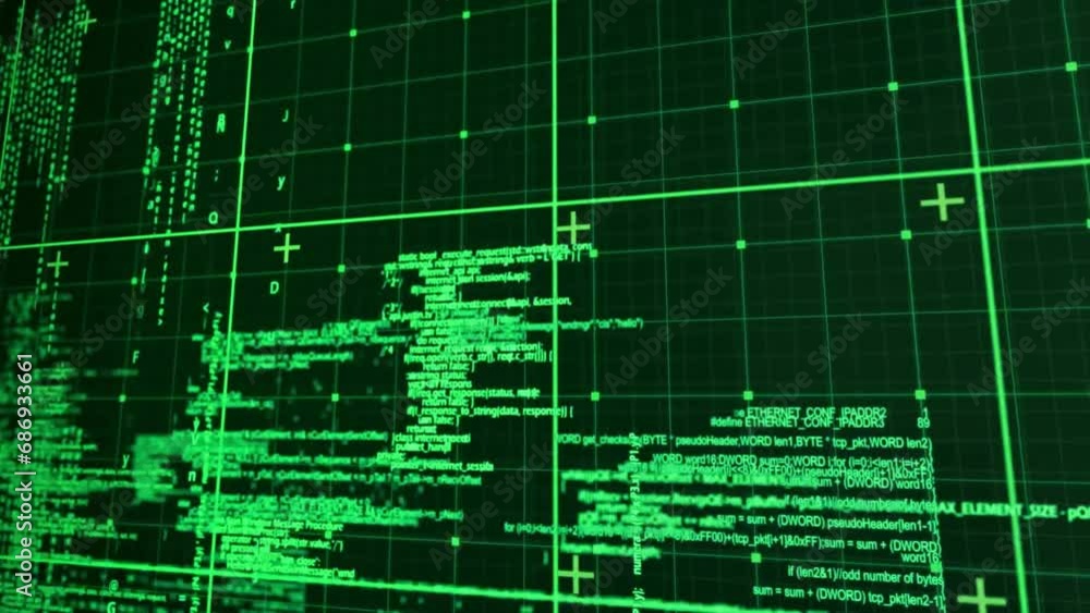 Poster animation of data processing on black background