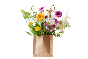 bouquet of flowers in a bag