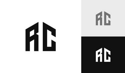 Letter RC initial with house shape logo design - obrazy, fototapety, plakaty