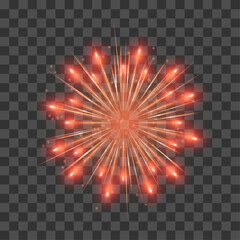 Vector fireworks illustration of sparkling bright firecracker light