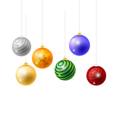 Vector elegant and realistic christmas ball collection