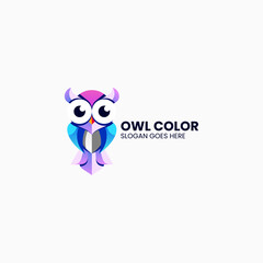 Vector Logo Illustration Owl Gradient Colorful Style