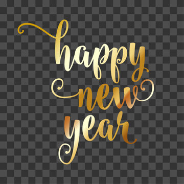 Vector happy new year background with elegant gold text