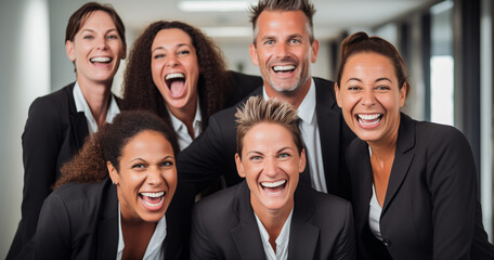 Group of happy colleagues celebrating together, happy collaboration with clients, business collaboration, project success, brainstorming
