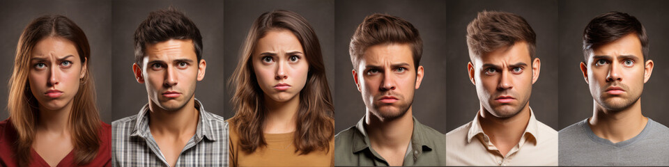 Faces with perplexed thoughts may reveal uncertainty, tension, and shifts in expressions.