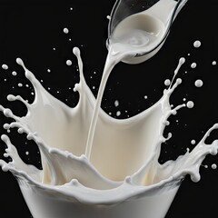 milk splash isolated on black background