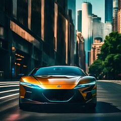Fototapeta premium car in the city near the tree